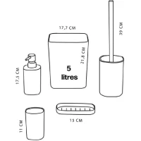 Set de 5 acc SDB - TODAY - UTILITY - Distr de savon, porte-brosse a dents, porte savon, brosse WC, poubelle - Black(m-4)