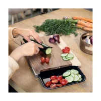 Planche a découper - LIVOO - MES155 - Bois acacia FSC - 36,5 x 27,5 cm - Bac récupérateur amovible(m-2)