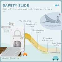 AIYAPLAY Peuterglijbaan, 5-in-1, peuterglijbaan met basketbalring, telescoop en klimrek, grijs 70 x 177 x 92 cm(m-5)