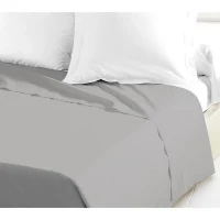 LOVELY HOME Drap Plat 100% coton 180x290 cm - 1 personne - Gris clair(m-1)