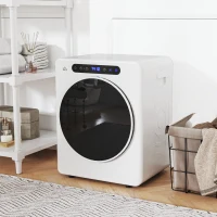 HOMCOM Sèche linge à évacuation, sèche-linge électrique 1000 W 3 Kg, 6 modes de séchage, minuterie, acier inoxydable, blanc(m-2)