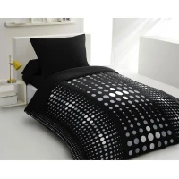 Parure de couette microfibre Steevy - 1 housse de couette 140x200 cm + 1 taie 63x63 cm - Noir - HOME LINGE PASSION(m-1)