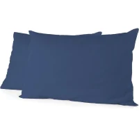 LOVELY HOME Lot de 2 taies d'oreiller rectangulaires - 50 x 70 cm - 100% coton - Bleu(m-1)