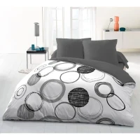 Parure de couette microfibre Audace - 1 housse de couette 240x260 cm + 2 taies d'oreiller 63x63 cm - Gris clair - HOME LINGE(m-1)