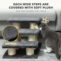 PawHut Scala per Gatti Struttura in Sisal 45 × 35 × 34cm Grigio Scuro(m-5)