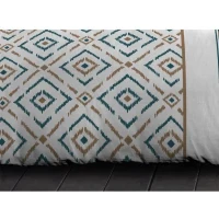 Parure de couette Microfibre ETHNO 220x240cm et 2 taies d'oreillers 63x63cm Bleu Canard(m-4)