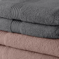 Lot de 5 Draps de Bain TODAY 70x130 cm 100% Coton - 3 roses des sables + 2 acier(m-2)