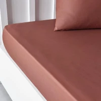 Drap housse TODAY Essential - 140 x 200+30 cm - 2 personnes - 100% Coton uni - Terracotta(m-3)