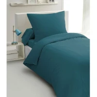 Parure de couette 2 pieces - HOME LINGE PASSION - HP72065 - Microfibre 82 g - 140 x 200 cm - Bleu canard(m-1)