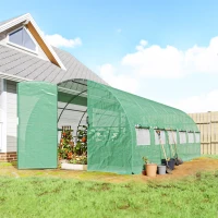 Outsunny Serra a Tunnel 6x3x2 m con Porta a Battente 12 Finestre con Zanzariera e Struttura in Acciaio Zincato Verde(m-2)