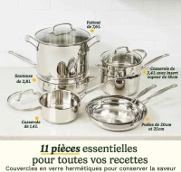 Batterie de cuisine - Tous feux dont induction - CUISINART - 77-11G - Acier inoxydable - 11 pieces(m-3)