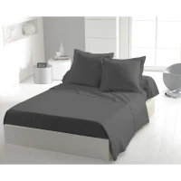 Drap plat - HOME LINGE PASSION - Microfibre 82 g - 180 x 290 cm - 1 personne - Anthracite(m-1)