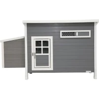 Kerbl Poulailler Barney (60% plastique , 40% bois) 2-4 poules - 137x73x83 cm - Gris et blanc - 60% PVC 40% bois(m-1)
