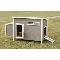 Kerbl Poulailler Barney (60% plastique , 40% bois) 2-4 poules - 137x73x83 cm - Gris et blanc - 60% PVC 40% bois(m-4)