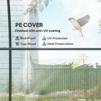 Outsunny Polytunnel Greenhouse Walk-in Grow House with Plasric Cover, Door, Mesh Window and Steel Frame, 3 x 2 x 2m, Clear(m-4)