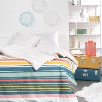 Parure de lit - TODAY - Sunshine - 11.23 imprimé rayé - 2 personnes - 220 x 240 cm - 100% Coton 57 fils(m-1)