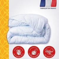 DODO Couette tempérée 300gr/m² 140x200 cm - Protection anti punaise, anti acarien - Blanc - Fabriqué en France(m-3)