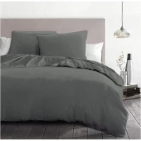 Parure de couette 3 pieces - HOME LINGE PASSION - HP72075 - Microfibre 82 g - 240 x 260 cm - Gris anthracite(m-1)