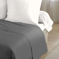 Drap plat - HOME LINGE PASSION - Microfibre 82 g - 180 x 290 cm - 1 personne - Anthracite(m-3)