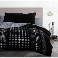 Parure de couette Microfibre STEEVY 220x240cm et 2 taies d'oreillers 63x63cm Noir(m-2)