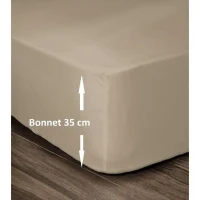 LOVELY HOME Drap Housse 100% Coton 180x200cm - Bonnet 35cm - Beige(m-1)