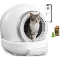 KITTY - Litiere autonettoyante pour chats 65 L démontable et lavable - Connectivité APP- 57 x 50 x 53 cm(m-1)