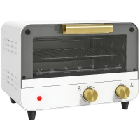 HOMCOM Small Toaster Oven, 12L Multifunction Mini Countertop Oven with Glass Door, Adjustable Temperature and Timer, White(m-1)
