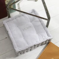 Coussin de sol - TODAY - CHARME - Slub x Chambray x Broderie Capucine - 40 x 40 x 10 cm(m-1)