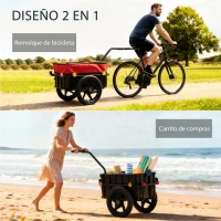 HOMCOM Remolque de Bicicleta 40 kg Cubierta de Tela Oxford con Reflectores y Marco de Acero 144x59x80 cm Rojo y Negro(m-4)