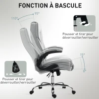 HOMCOM Fauteuil de bureau, chaise bureau ergonomique, hauteur réglable, accoudoirs relevables, 70 x 70 x 114-122 cm, gris(m-6)