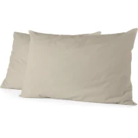 Lot de 2 taies d'oreiller - HOME LINGE PASSION - HP72085 - Microfibre 82 g - 50 x 70 cm - Beige ivoire(m-1)