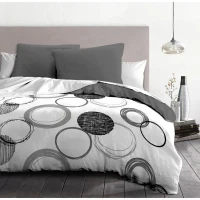 Parure de couette microfibre Audace - 1 housse de couette 240x260 cm + 2 taies d'oreiller 63x63 cm - Gris clair - HOME LINGE(m-3)