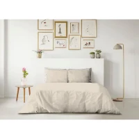 PARURE DE COUETTE LOVELY HOME - 240x260 cm - 100% COTON - BEIGE CREME(m-1)