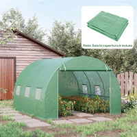 Outsunny Telo Serra in PE con 6 Finestre, Porta Avvolgibile e Bordi Interrati, 3x3x2 m, Verde(m-2)