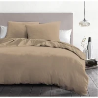 Parure de couette 3 pieces - HOME LINGE PASSION - HP72069 - Microfibre 82 g - 240 x 260 cm - Beige(m-1)