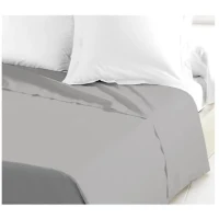 LOVELY HOME Drap Plat 100% coton 180x290 cm - 1 personne - Gris clair(m-2)