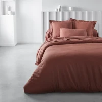 Drap housse TODAY Essential - 140 x 200+30 cm - 2 personnes - 100% Coton uni - Terracotta(m-2)