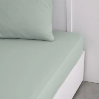 Drap housse TODAY Essential - 90 x 190 cm - 1 personne - 100% Coton uni - Celadon(m-3)