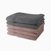 Lot de 5 Draps de Bain TODAY 70x130 cm 100% Coton - 3 roses des sables + 2 acier(m-1)