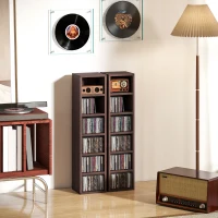 HOMCOM Lot de 2 étagères colonnes armoire de rangement CD-DVD 12 compartiments 21 x 19,2 x 88,3 cm capacité 160 CD marron(m-10)