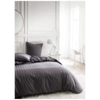 Parrure de lit TODAY Prestige - 220 x 240 cm - 2 personnes - 100% Satin de coton - Fusain(m-2)