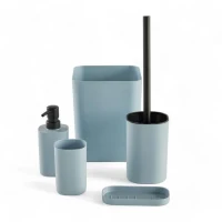 Set de 5 acc SDB - TODAY - UTILITY - Distr de savon, porte-brosse a dents, porte savon, brosse WC, poubelle - Blue(m-1)