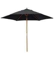 Outsunny Parasol de jardin extérieur parasol droit double toit Hexagonal Grande Taille de Jardin Ø 2,5 x 2,3H m Bois de Bambou Noir(m-12)
