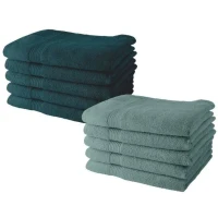 Lot de 10 serviettes de Toilette TODAY 50x90 cm 100% Coton - 5 paon + 5 celadon(m-1)