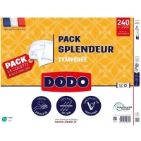 Pack couette 220 x 240 cm + 2 oreillers 60 x 60 cm - Splendeur - Garnissage 100% Polyester FCS 300 g/m² - Blanc - DODO(m-4)