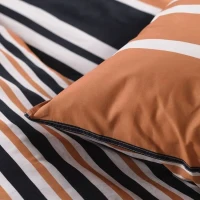 Parure de lit 2 personnes -TODAY - 240x220 cm - 100% Coton - Orange, Noir et Blanc(m-3)
