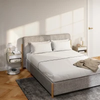 HOMCOM Set de 2 noptiere montate pe perete, noptiere, sertar, compartiment deschis, blat, 37 x 32 x 21 cm, lemn natural(m-6)