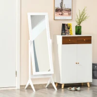 HOMCOM Full Length Mirror, Freestanding Dressing Mirror with Adjustable Angle for Bedroom, 148cm x 47cm, White(m-6)