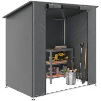 Outsunny Abri de garage 1,9x1,2 m Imperméable Abri avec porte zippée enroulable et fenêtre de ventilation Gris foncé(m-6)