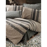 Parure de lit - 1 housse de couette 220 x 240 cm + 2 taies d'oreiller 60 x 60 cm - 100% coton renforcé - Brun(m-4)